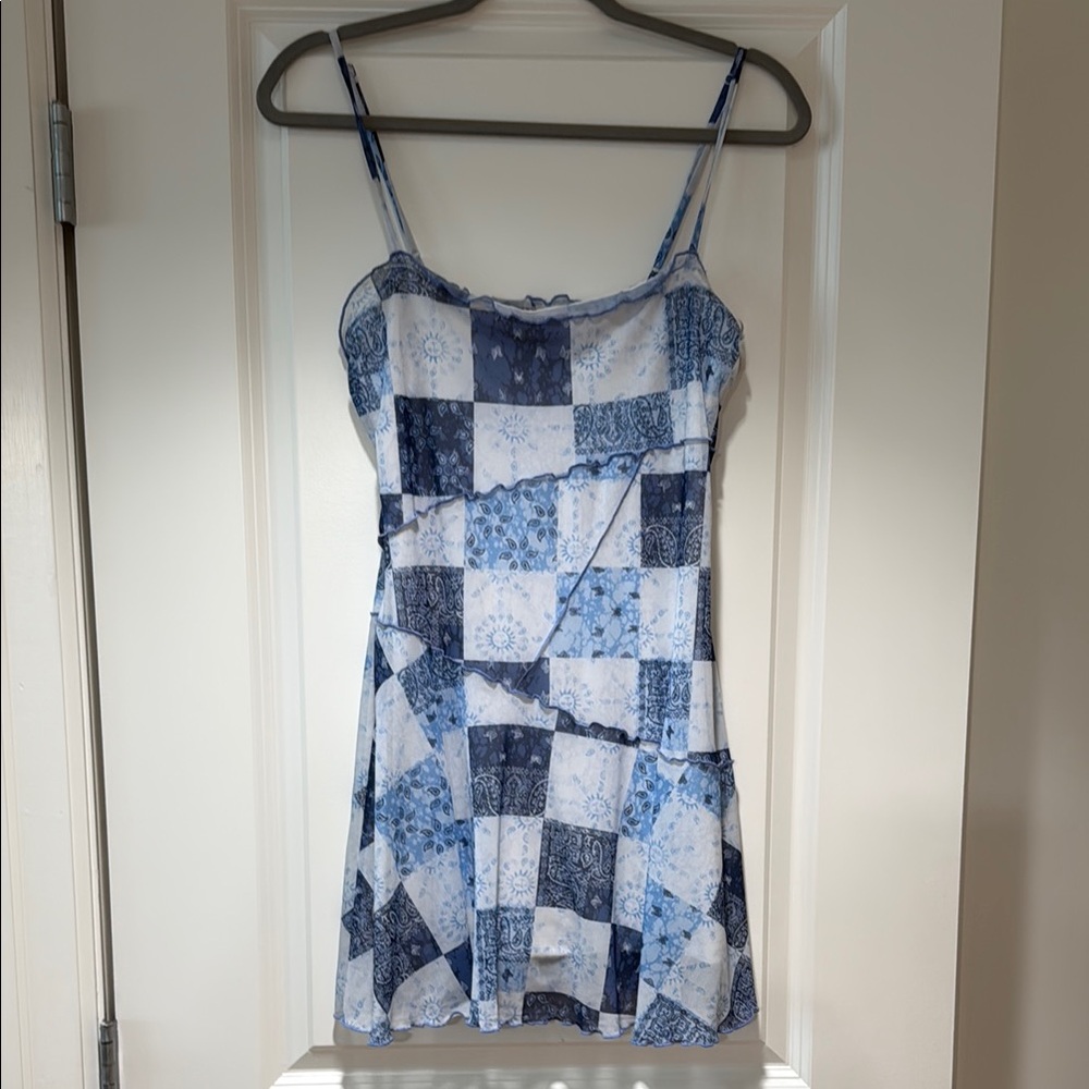 Blue and White Patchwork Dress